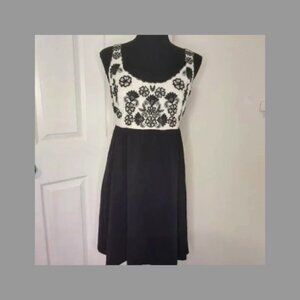 Anthropologie Feather Bone Embroidered Dress Size Small